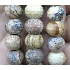 picture jasper beads, faceted rondelle, approx 10x12mm