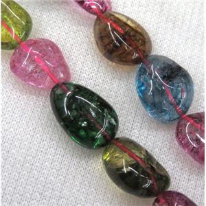rainbow tourmaline beads syntactic with crystal, freeform, approx 18x25mm