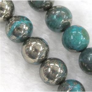 green Chalco Pyrite Beads, round, approx 8mm dia