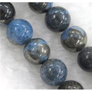 blue Chalco Pyrite Beads, round, approx 12mm dia