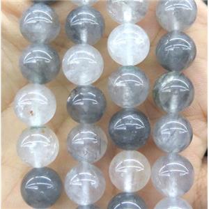 Cloudy Quartz beads, round, gray, approx 8mm dia
