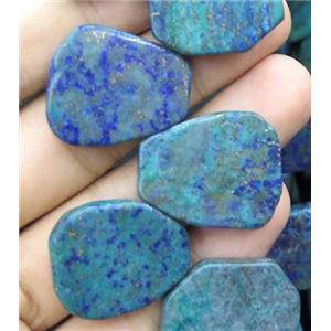 azurite collar bead, teardrop, top drilled, blue, approx 16-25mm