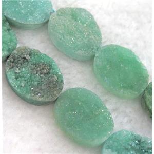 green druzy quartz beads, oval, approx 15x20mm, 10pcs per st