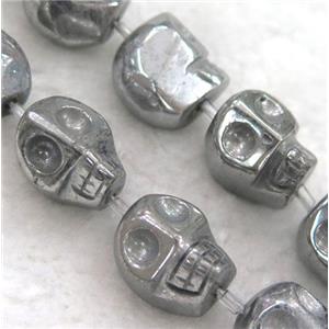 skull pyrite beads, silver plated, approx 13x16mm, 10pcs per st