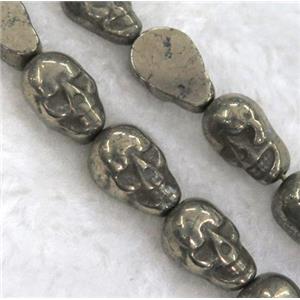 pyrite bead, skull, approx 8-13mm