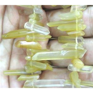lemon quartz bead, stick, freeform, approx 10-40mm