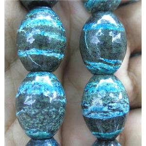 Blue SilverLine Jasper beads, barrel, approx 15x20mm