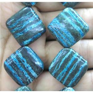 Blue SilverLine Jasper beads, square, approx 20x20mm