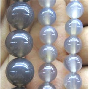 round natural Gray Agate Beads, approx 8mm dia