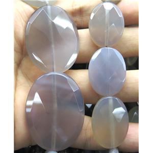 natural Gray Agate Beads, faceted oval, approx 20x27mm