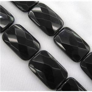 black agate onyx bead, faceted rectangle, approx 20x30mm