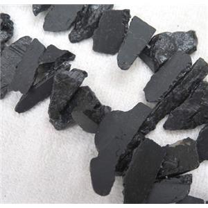 black Tourmaline beads, freeform, approx 15-40mm