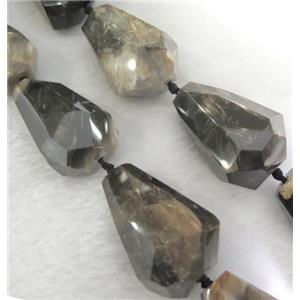 agate beads for necklace, faceted teardrop, approx 22-40mm