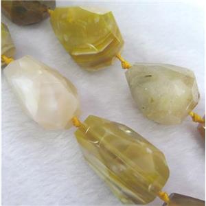 Yellow Agate beads for necklace, faceted teardrop, approx 22-40mm