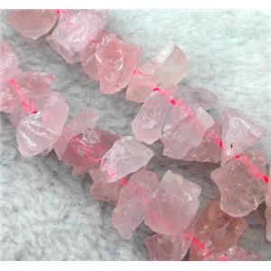 rose quartz bead, freeform, approx 10-16mm, 15.5 inches