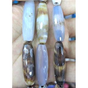 agate bead, faceted barrel, approx 12x40mm