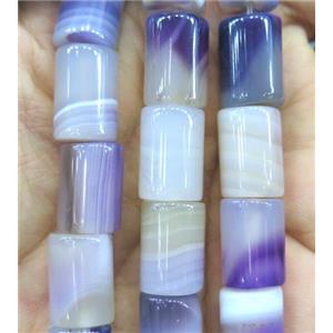 purple stripe agate bead, tube, approx 10x16mm