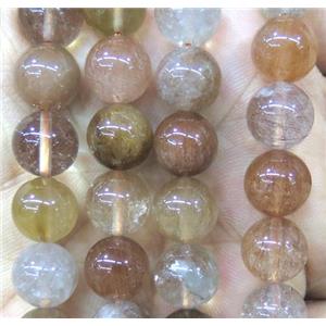 mixed Rutilated Quartz Beads, round, approx 12mm dia