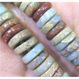 snakeskin jasper bead, heishi, approx 3x10mm