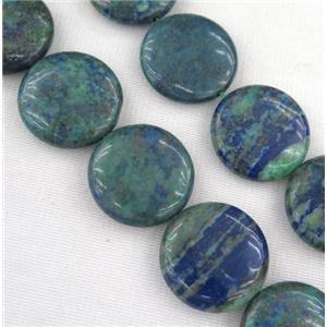 Azurite beads, flat round, approx 14mm dia