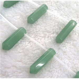 green aventurine bead, bullet shape, approx 8x31mm, 12pcs per st