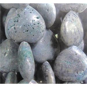 blue coral fossil stone bead, heart, approx 22mm wide