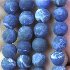 Natural Blue Sodalite Beads Round Matte, approx 8mm dia, 15.5 inches