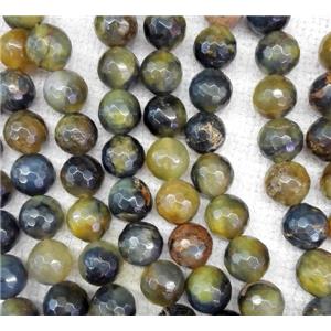 tiger quartz beads, faceted round, approx 10mm dia, 15.5 inches