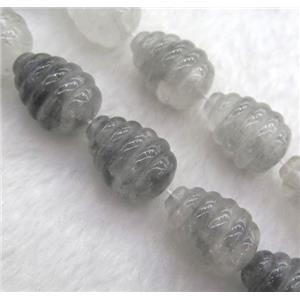 grey cloudy quartz teardrop beads, approx 15x20mm, 15.5 inches