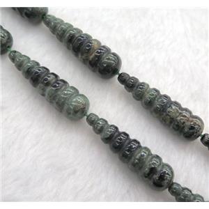 green jasper teardrop beads, approx 10x35mm, 15.5 inches