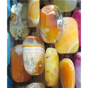 yellow agate beads, faceted rectangle, approx 22-37mm