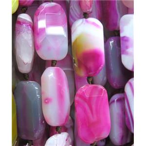 hotpink agate beads, faceted rectangle, approx 22-37mm