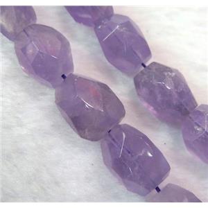 Amethyst nugget beads, faceted freeform, purple, approx 12-22mm