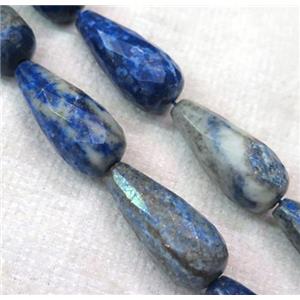 Lapis Lazuli teardrop beads, faceted, blue, approx 12-25mm