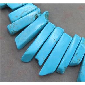 turquoise beads, stick, freeform, blue, approx 20-45mm