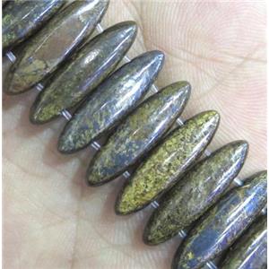 oval bronzite beads with 2holes, approx 22mm wide