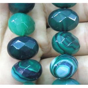 green stripe agate beads, faceted oval, approx 12x16mm