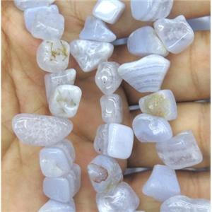 blue lace Agate chip beads, freeform, approx 6-12mm