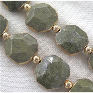 golden-spot green jasper beads, gold plated, approx 15-20mm, 8pcs per st