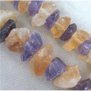 Rough Amethyst and Citrine Nugget Beads, freeform, approx 15-35mm