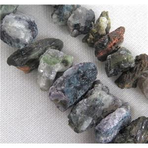 green tourmaline chip beads, freeform nugget, approx 15-35mm