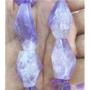Amethyst beads, faceted freeform, purple, approx 15-40mm