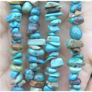 natural turquoise chip beads, freeform, blue, approx 4-10mm, 36 inches st.