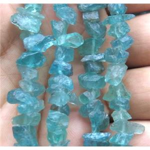 Apatite chip bead, freeform, green, approx 6-12mm