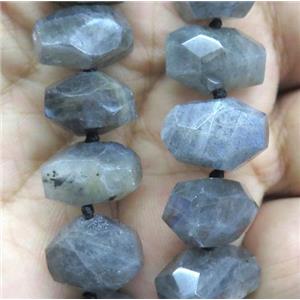 Labradorite beads, faceted freeform, approx 12-18mm