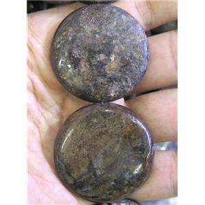 bronzite bead, coin round, approx 38mm dia