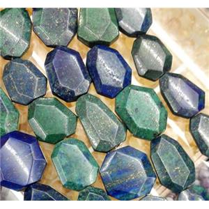 Azurite slice beads, faceted freeform, approx 20-40mm
