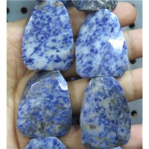 blue sodalite beads, faceted freeform, twist, approx 30-40mm