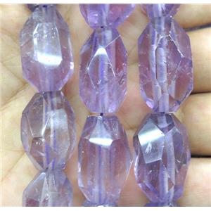 Amethyst bead, faceted freeform, purple, approx 10-22mm