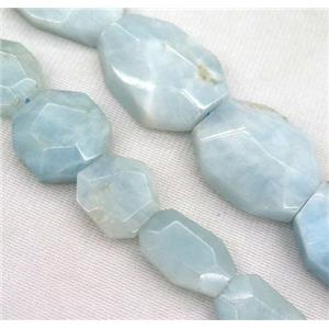 Aquamarine bead, faceted freeform, approx 10-30mm
